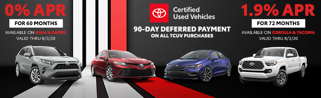 All Toyota Certified Pre-Owned Corolla and Tacoma