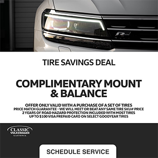 Complimentary mount and balance of tires