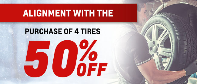 50% Off Alignment with the Purchase of 4 Tires