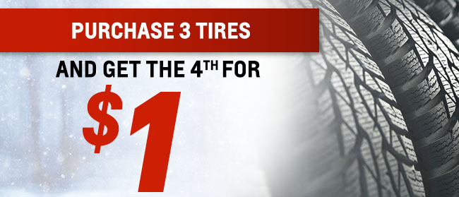 Purchase 3 Tires and Get the 4th for a $1