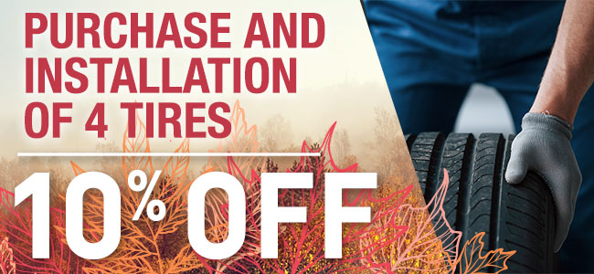 10% Off Purchase And Installation Of 4 Tires