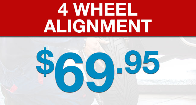 4 Wheel Alignment For $69.95