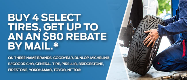 Buy 4 Select Tires, Get Up To An An $80 Rebate 