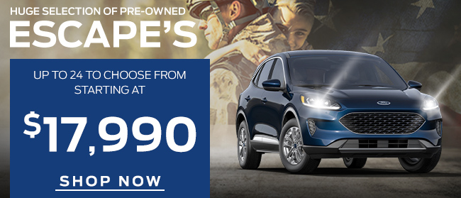 HUGE SELECTION OF PRE-OWNED ESCAPE’S!