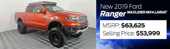 NEW 2019 FORD RANGER MAXLIDER MX4 LARIAT