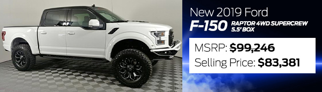 NEW 2019 FORD F-150 RAPTOR 4WD SUPERCREW 5.5’ BOX