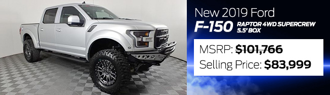 NEW 2019 FORD F-150 RAPTOR 4WD SUPERCREW 5.5’ BOX