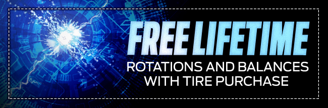 Free Lifetime Rotations and balances with Tire Purchase