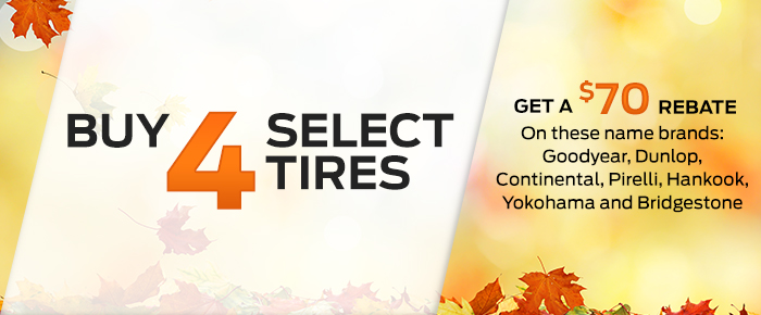 Buy Four Select Tires, Get A $70 Rebate By Mail