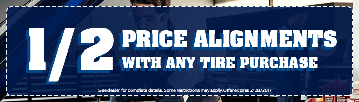 1/2 Price Alignments With Any Tire Purchase