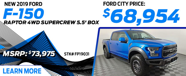New 2019 Ford F-150
Raptor 4WD SuperCrew 5.5' Box