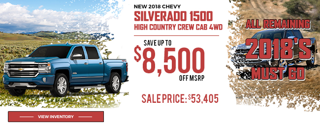 New 2018 Chevy Silverado 1500 High Country Crew Cab 4WD