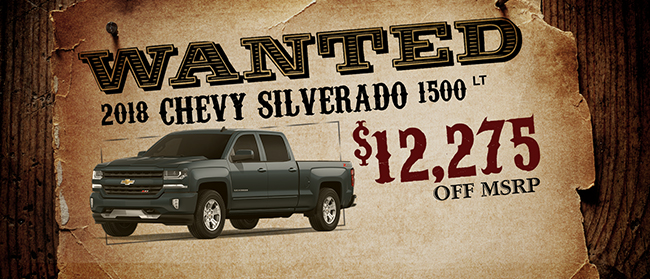 New 2018 Chevy Silverado 1500 LT $12,275