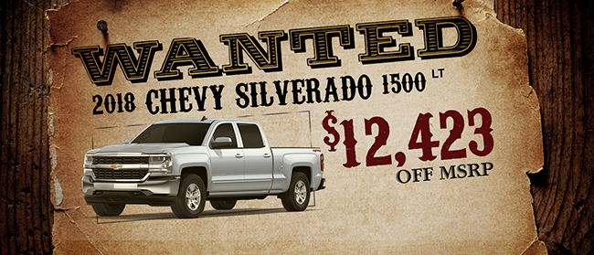 New 2018 Chevy Silverado 1500 LT $12,423