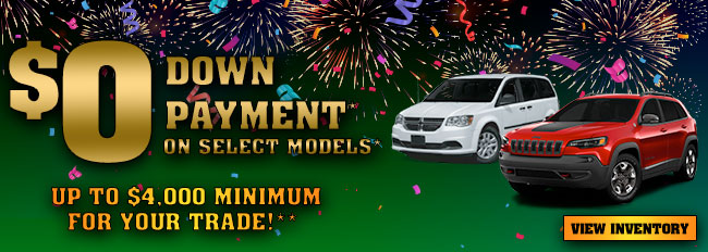 $0 Down Payment ON Select Models
