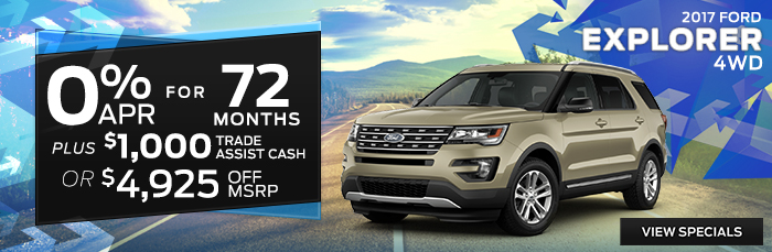 2017 Ford Explorer - 0% APR for 72 Months Plus $1,000 Trade Assist Cash or $4,925 Off MSRP