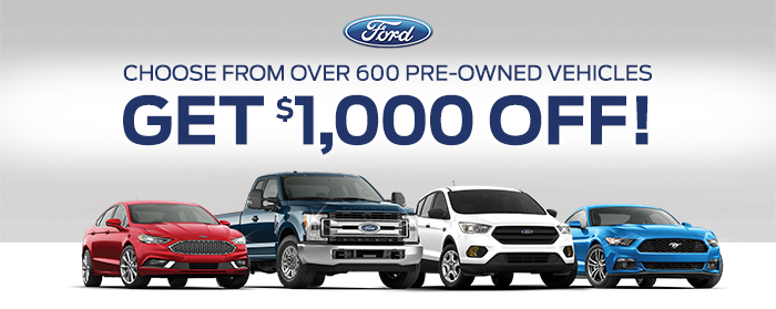 Choose from over 600 Pre-Owned Vehicles
Get $1,000 off!
Disc: See Dealer for details. Offer expires 1/31/17.