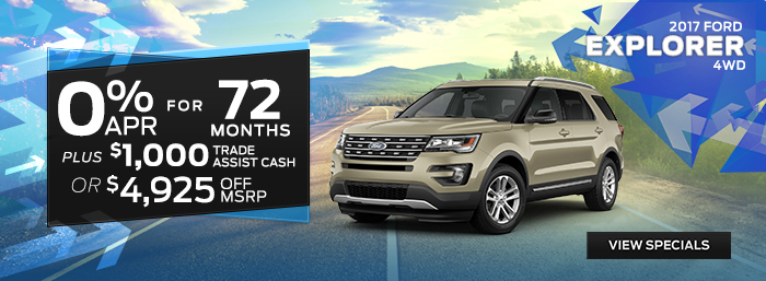 2017 Ford Explorer - 0% APR for 72 Months Plus $1,000 Trade Assist Cash or $4,925 Off MSRP