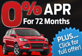 New 2016 Ford Escape
Special 0% APR for 72 months Plus…
      Click for full offer! 