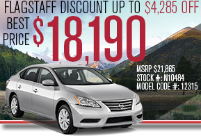 2015 Sentra SL model#12315 stock# N10484 
MSRP $21,865 
Best Price $18,190
Flagstaff Discount up to $4,285 off