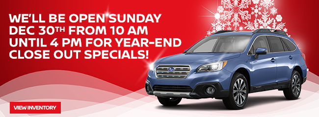 We’ll be open Sunday Dec 29th from 10 am until 4 pm for year-end close out specials!