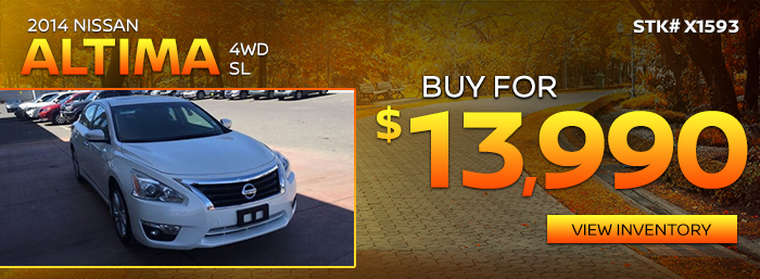 2014 NISSAN ALTIMA 4WD SL 
BUY FOR: $13,990
STK# X1593