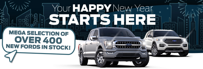 Your happy New Year starts here - Mega selection of over 400 new Fords in stock