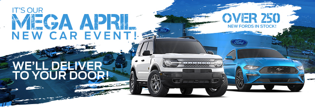 Its our Mega April new car event - well deliver to your door