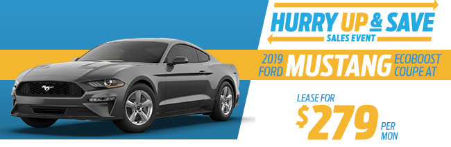 2019 Ford Mustang EcoBoost Coupe AT lease for $279 per month