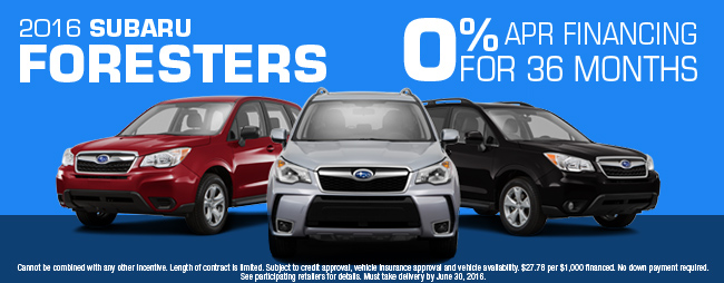 2016 FORESTERS 
0% FINANCING FOR 36 MONTHS