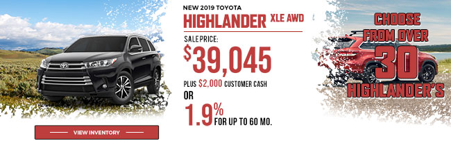 New 2019 Toyota Highlander XLE AWD