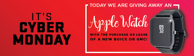 Today We are giving away an apple watch with the purchase or lease of a new buick or gmc