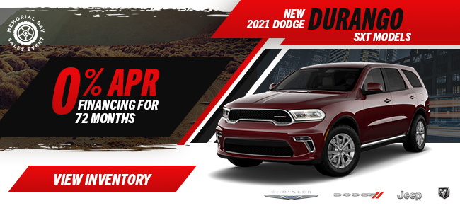 0% APR Financing for 72 Months on New 2021 Dodge Durango SXT models