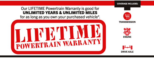 Lifetime Powertrain Warranty banner