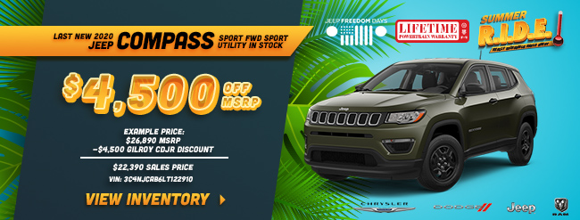 last New 2020 Jeep Compass SPORT FWD Sport Utility in stock