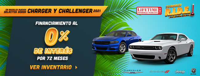 Financiamiento al 0% de Interés en modelos Nuevos selectos Dodge Charger y Challenger 2021