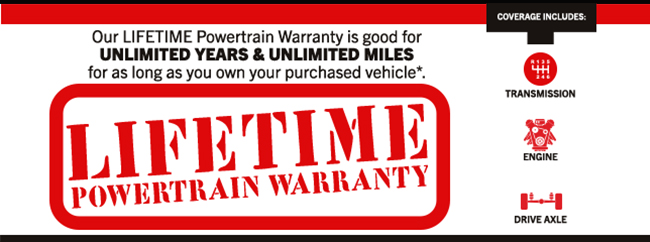 Lifetime Powertrain Warranty banner