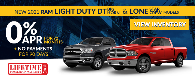 New 2021 RAM Light Duty DT Big Horn & Lone Star Crew