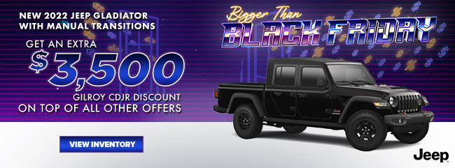 2022 Jeep Gladiator with manual transmissions on special