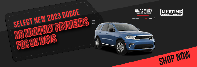 Select new 2023 Dodge no monthly payments for 90 days