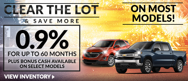 0.9% APR FOR UP TO 60 MONTHS ON MOST MODELS!