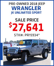 Pre-Owned 2018 Jeep Wrangler JK Unlimited Sport