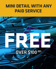 Free mini detail with any paid service over $100.00