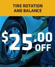 $25.00 off tire rotation and balance