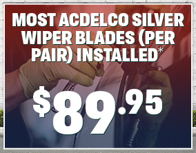 Most Acdelco Silver wiper blades - per pair - Installed offer