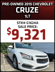 Pre-Owned 2015 Chevrolet Cruze 1LT 