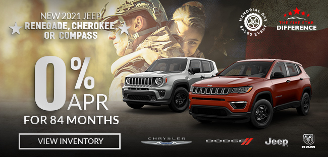 0% APR for 84 months on New 2021 Jeep Renegade, Jeep Cherokee, OR  Jeep Compass