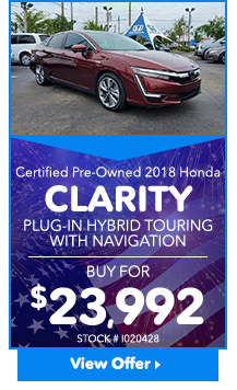 Certified Pre-Owned 2018 Honda Clarity Plug-In Hybrid Touring With Navigation
