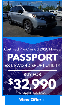 Certified Pre-Owned 2020 Honda Passport EX-L FWD 4D Sport Utility
