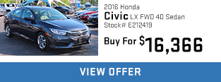 Used 2016 Honda Civic LX FWD 4D Sedan